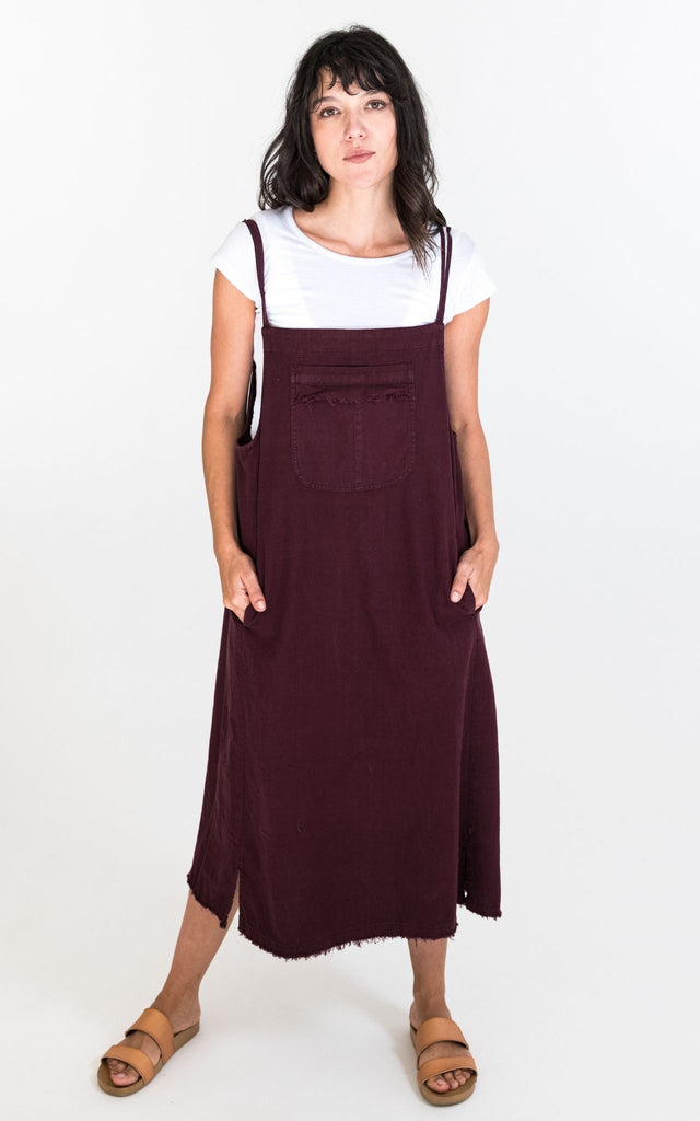 Surya Australia Ethical Cotton 'Sirena' Pinafore made in Nepal - Wine