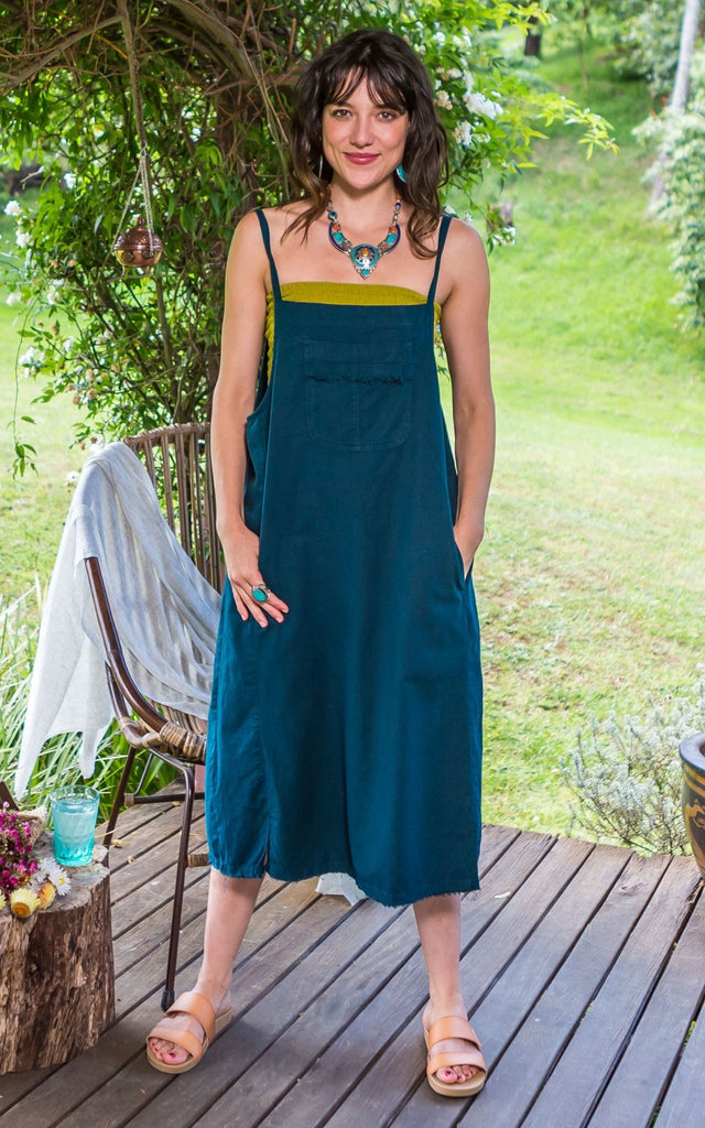 Surya Australia Ethical Cotton 'Sirena' Pinafore made in Nepal - Turquoise