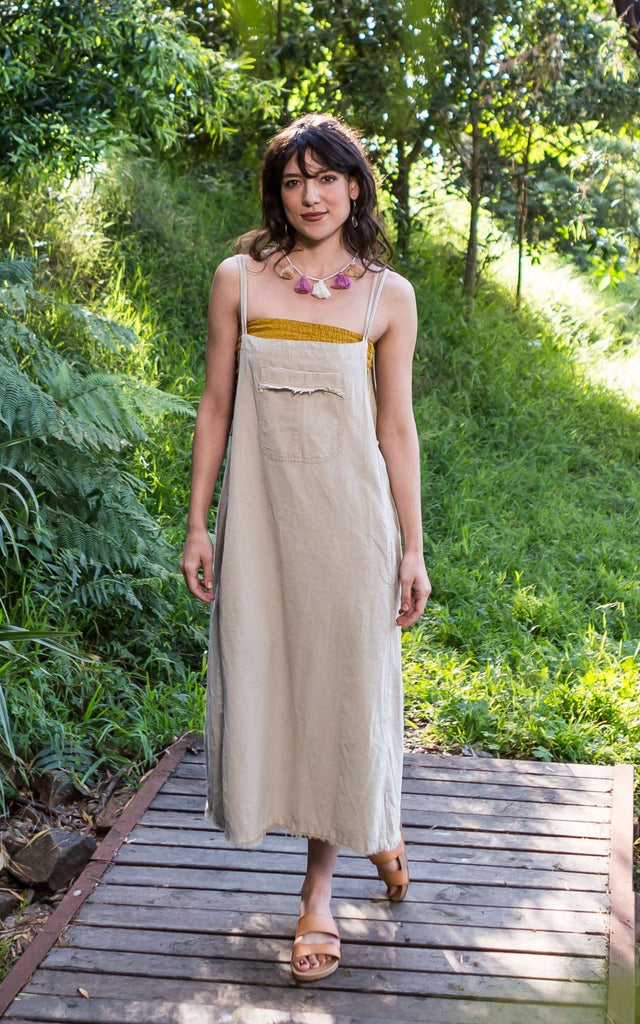 Surya Australia Ethical Cotton 'Sirena' Pinafore from Nepal - Oatmeal