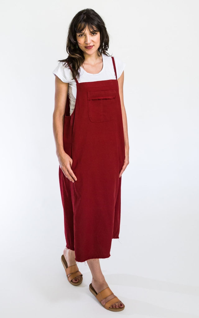 Surya Australia Ethical Cotton 'Sirena' Pinafore made in Nepal - Berry
