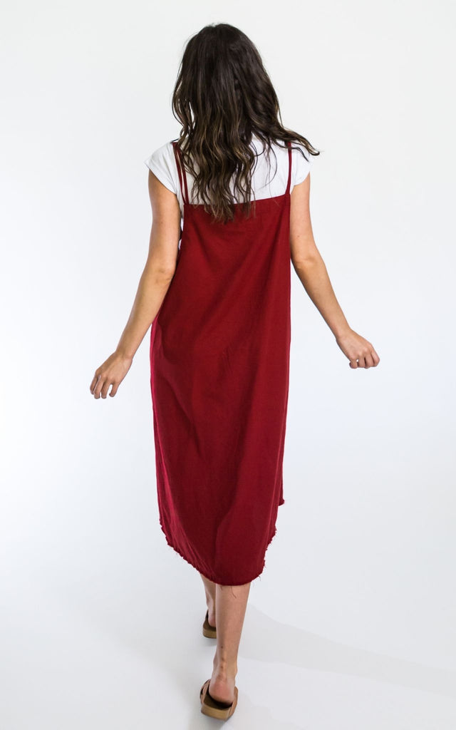 Surya Australia Ethical Cotton 'Sirena' Pinafore made in Nepal - Berry