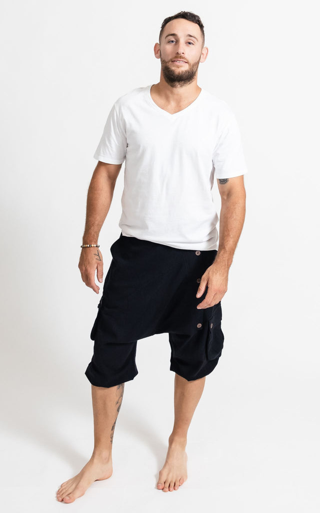 Surya Australia Drop Crotch Shorts from Nepal for men - Black