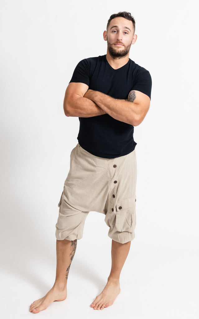 Surya Australia Drop Crotch Shorts from Nepal for men - Natural