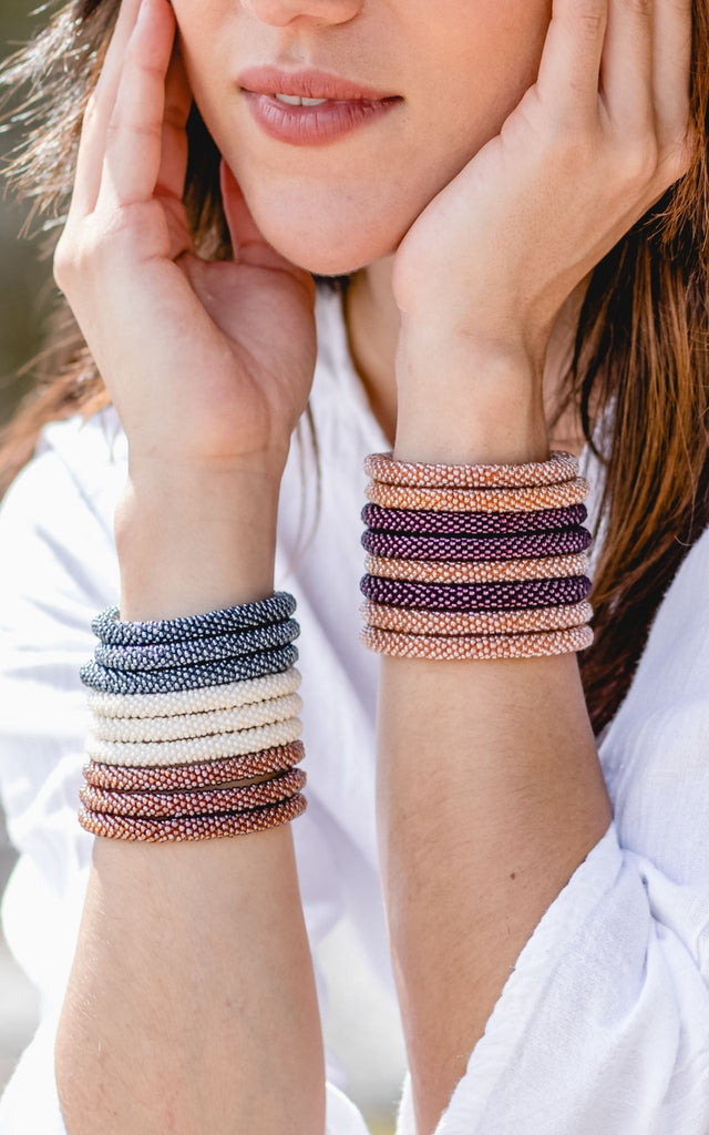 Surya Australia Roll-on glass bead bracelets from Nepal
