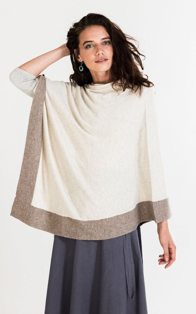 Surya Australia Ethically Made Cashmere Poncho from Nepal - Latte #colour_latte