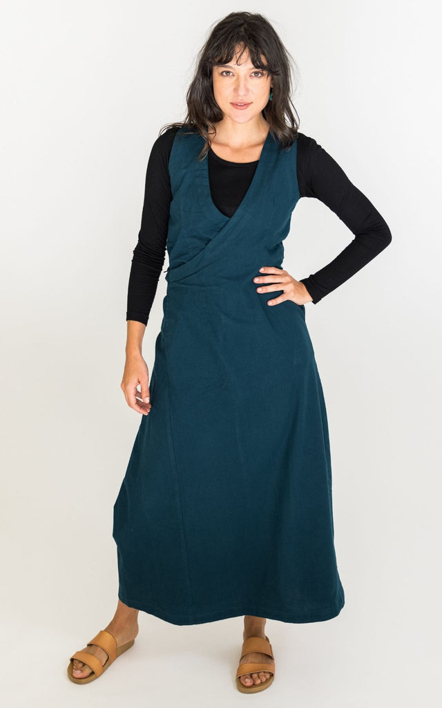 Surya Australia Ethically Made Tibetan Wrap Dress from Nepal #colour_ocean