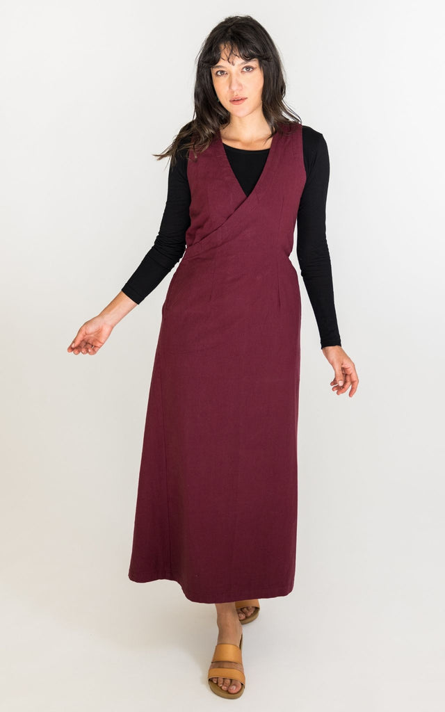 Surya Australia Ethically Made Tibetan Wrap Dress from Nepal #colour_plum