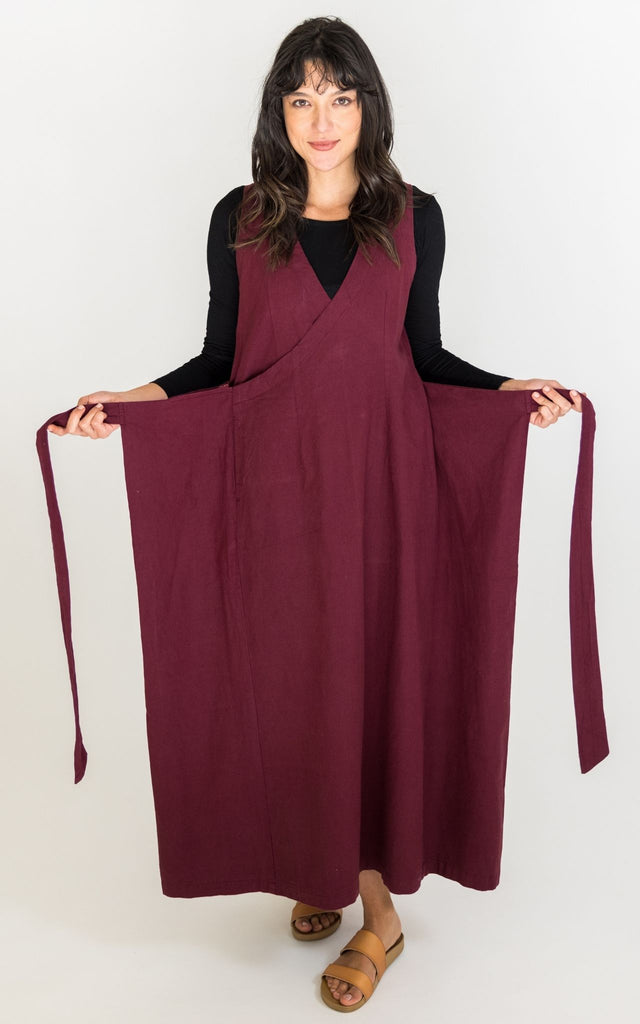 Surya Australia Ethically Made Tibetan Wrap Dress from Nepal #colour_plum