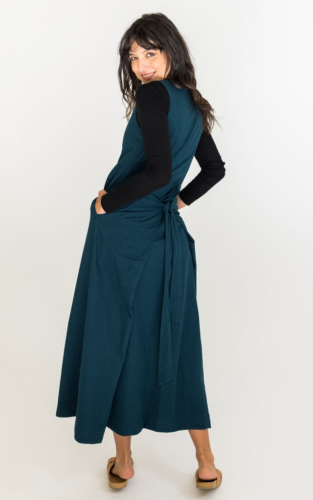 Surya Australia Ethically Made Tibetan Wrap Dress from Nepal #colour_ocean