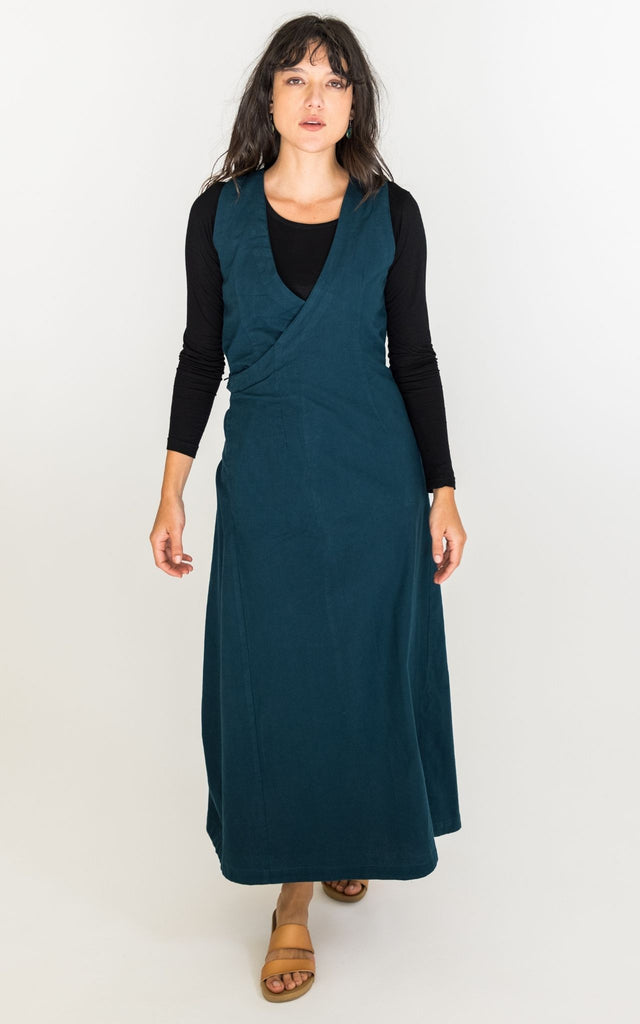Surya Australia Ethically Made Tibetan Wrap Dress - Turquoise #colour_ocean