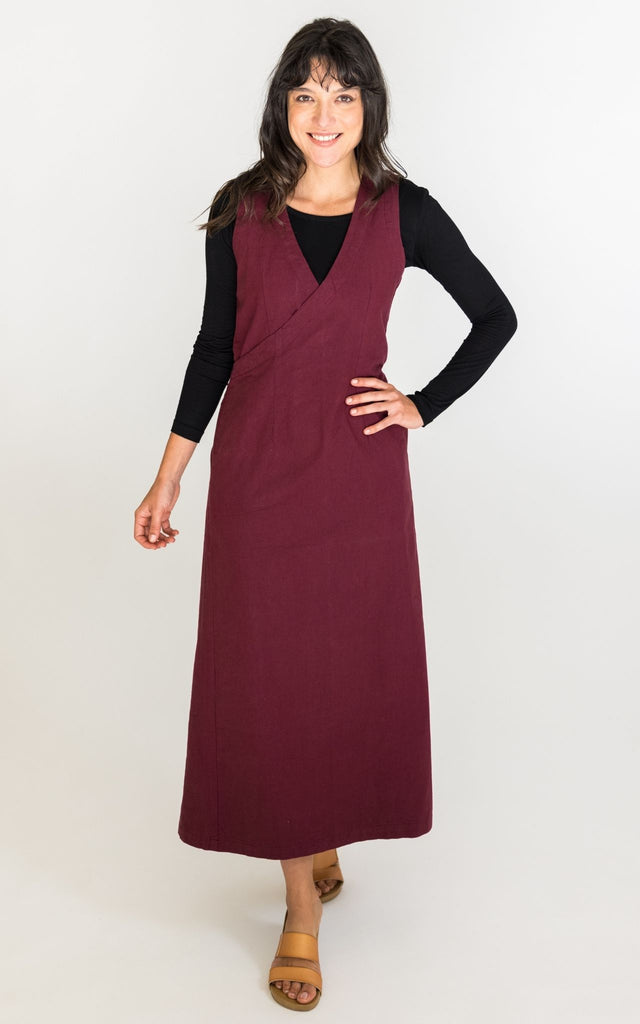 Surya Australia Ethically Made Tibetan Wrap Dress - Wine #colour_plum