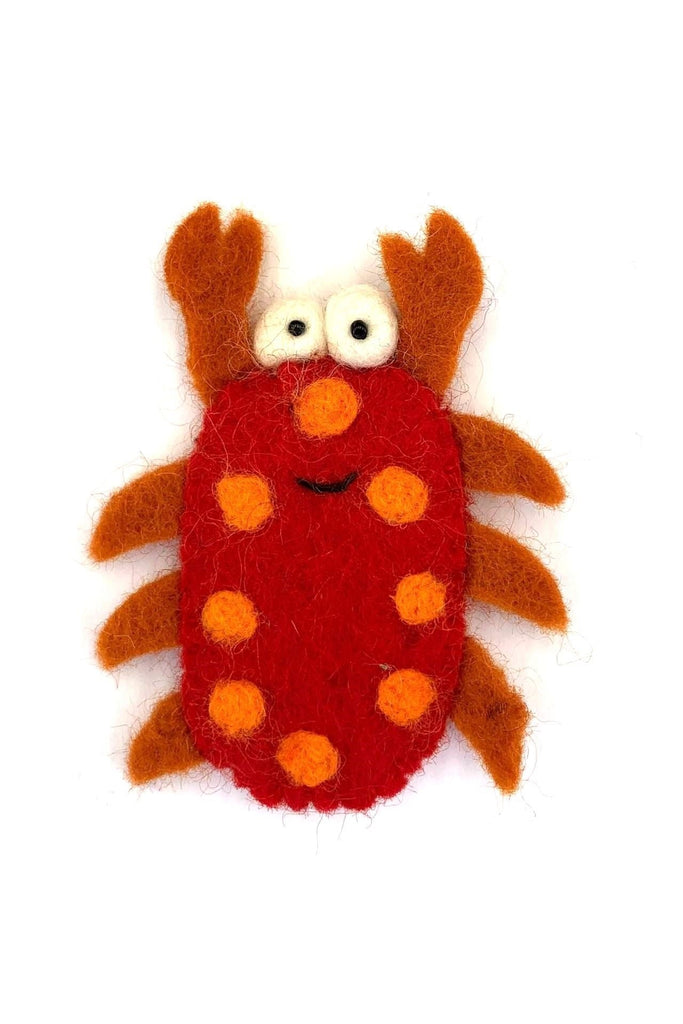 Surya Australia Fairtrade Wool Felt Finger Puppets from Nepal - Crab