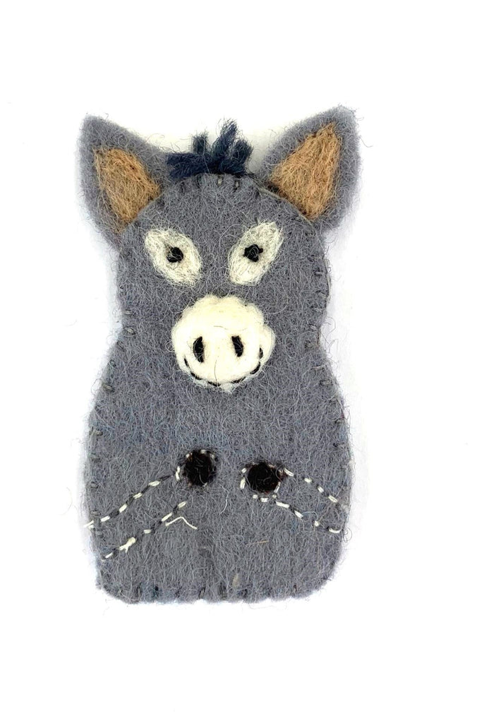 Surya Australia Fairtrade Wool Felt Finger Puppets from Nepal - Donkey