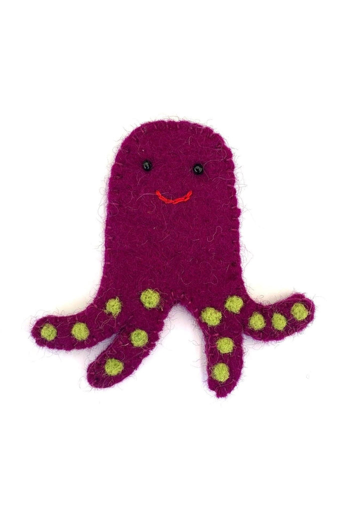 Surya Australia Ethical Wool Felt Finger Puppets made in Nepal - Octopus