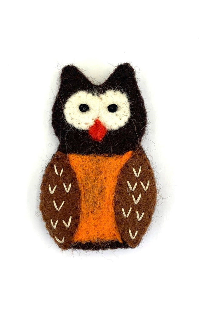 Surya Australia Ethical Wool Felt Finger Puppets made in Nepal - Owl