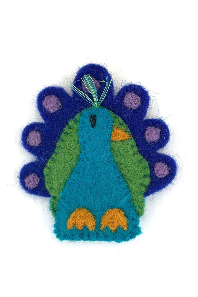 Surya Australia Ethical Wool Felt Finger Puppets made in Nepal - Peacock