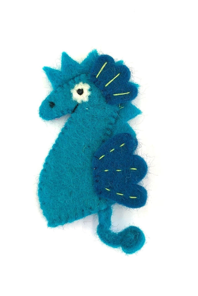 Surya Australia Ethical Wool Felt Finger Puppets made in Nepal - Seahorse
