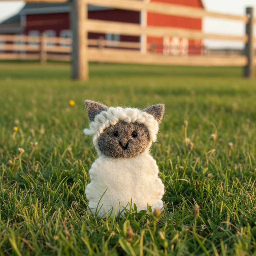 Surya Wool Felt Finger Puppets made in Nepal - Sheep