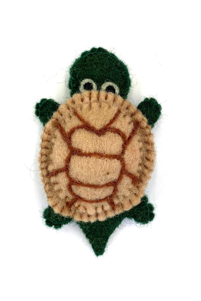 Surya Australia Fair Trade Wool Felt Finger Puppets made in Nepal - Turtle