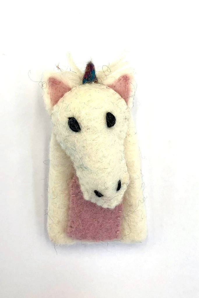 Surya Australia Fair Trade Wool Felt Finger Puppets made in Nepal - Unicorn