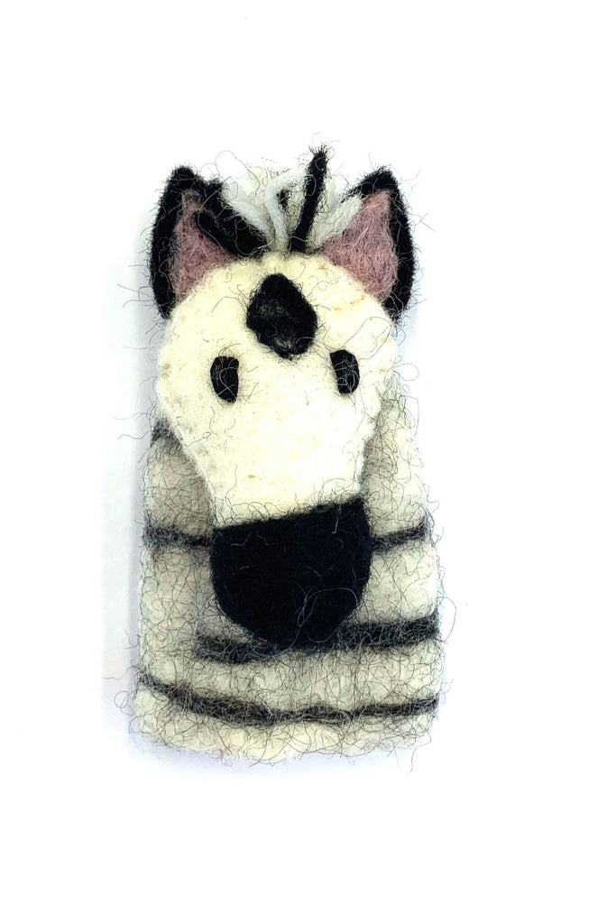 Surya Australia Fair Trade Wool Felt Finger Puppets made in Nepal - Zebra