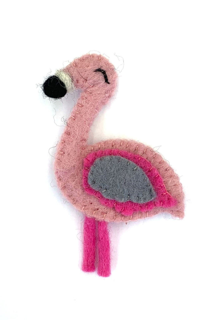 Surya Australia Ethical Wool Felt Finger Puppets from Nepal - Flamingo