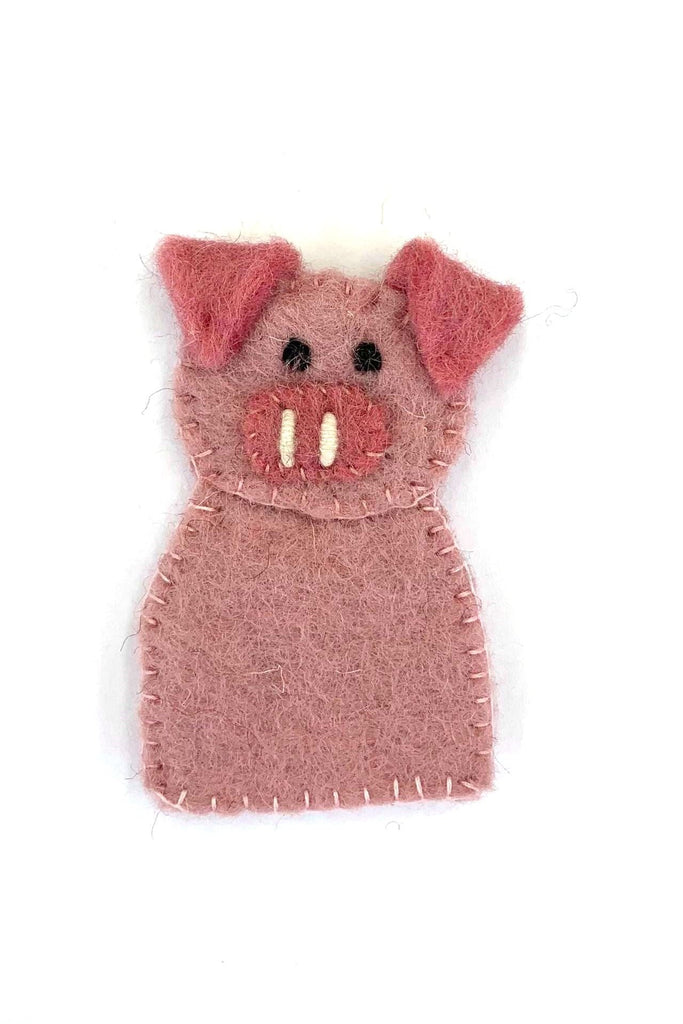 Surya Australia Ethical Wool Felt Finger Puppets made in Nepal - Pig