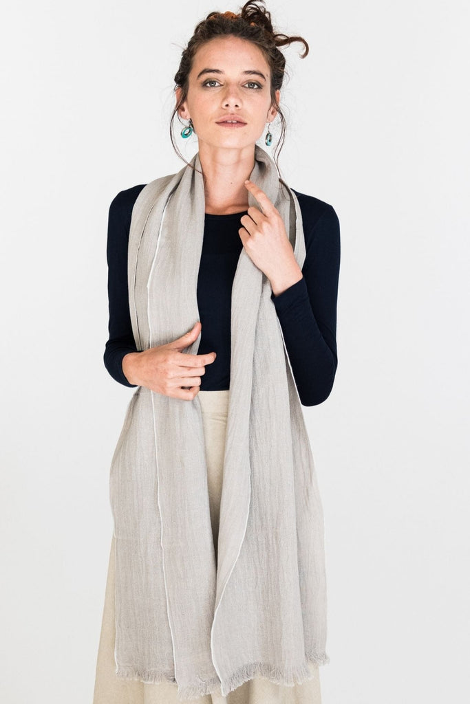 Surya Australia Fairtrade Naturally Dyed Hemp Scarf from Nepal - Light Grey #colour_light-grey