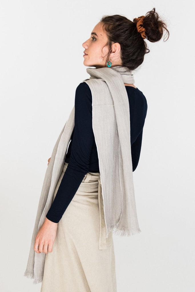 Surya Australia Fairtrade Naturally Dyed Hemp Scarf from Nepal - Light Grey #colour_light-grey