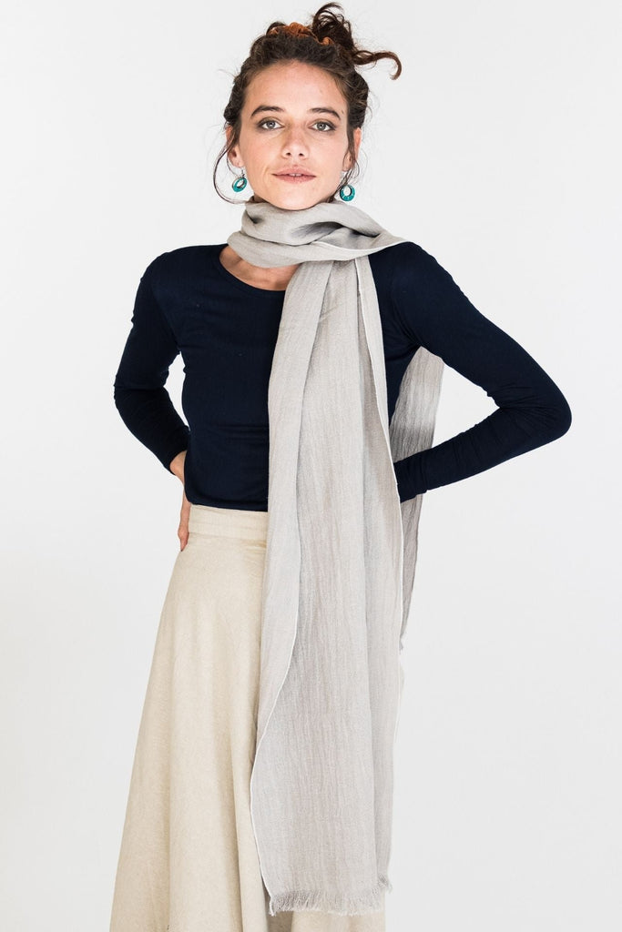 Surya Australia Fairtrade Naturally Dyed Hemp Scarf from Nepal - Light Grey #colour_light-grey