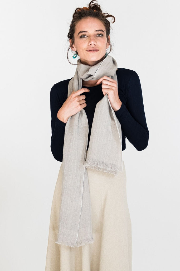 Surya Australia Fairtrade Naturally Dyed Hemp Scarf from Nepal - Light Grey #colour_light-grey