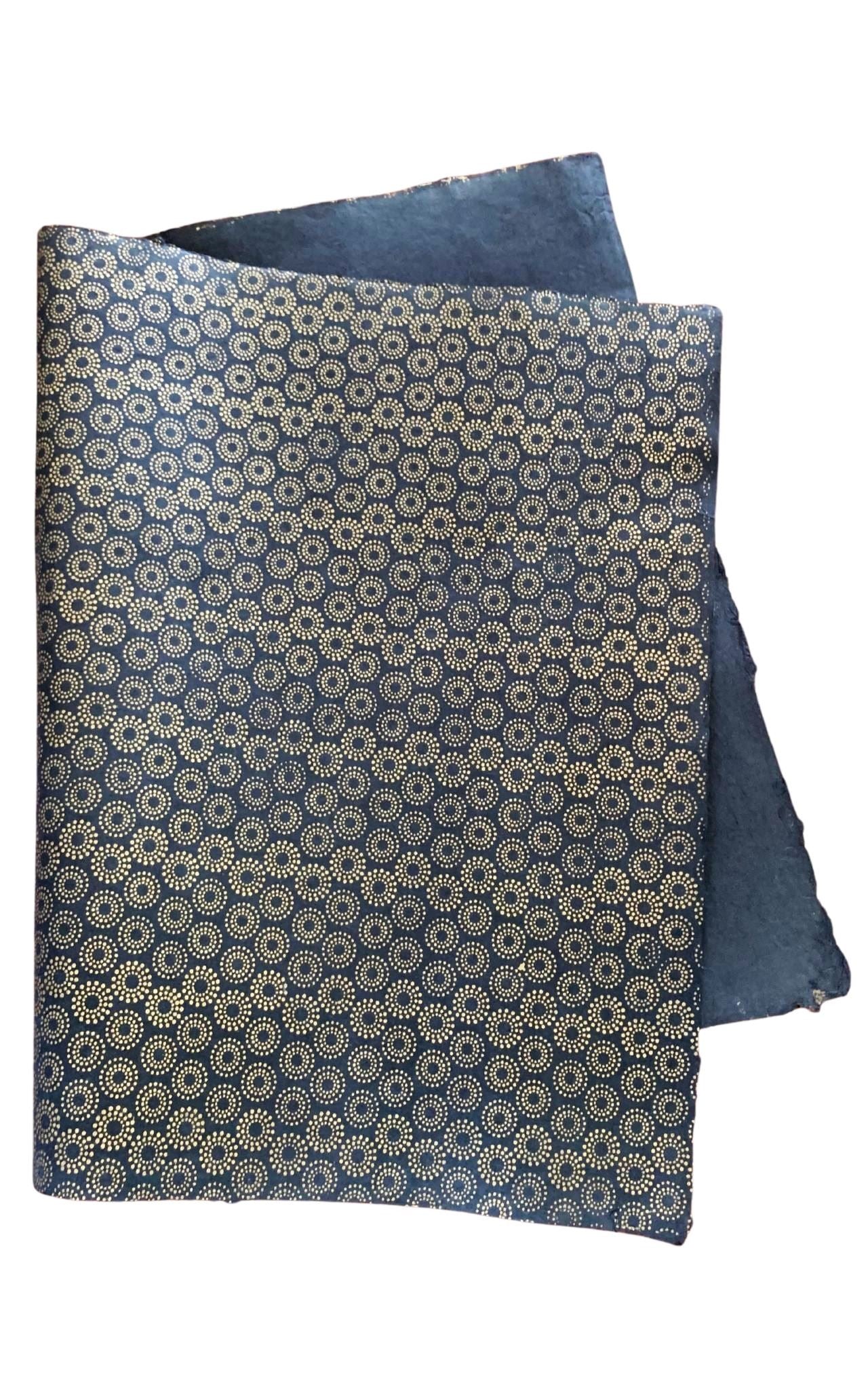 Surya Australia Fairtrade Treeles Lokta Paper Decorative Sheets from Nepal - black with gold print