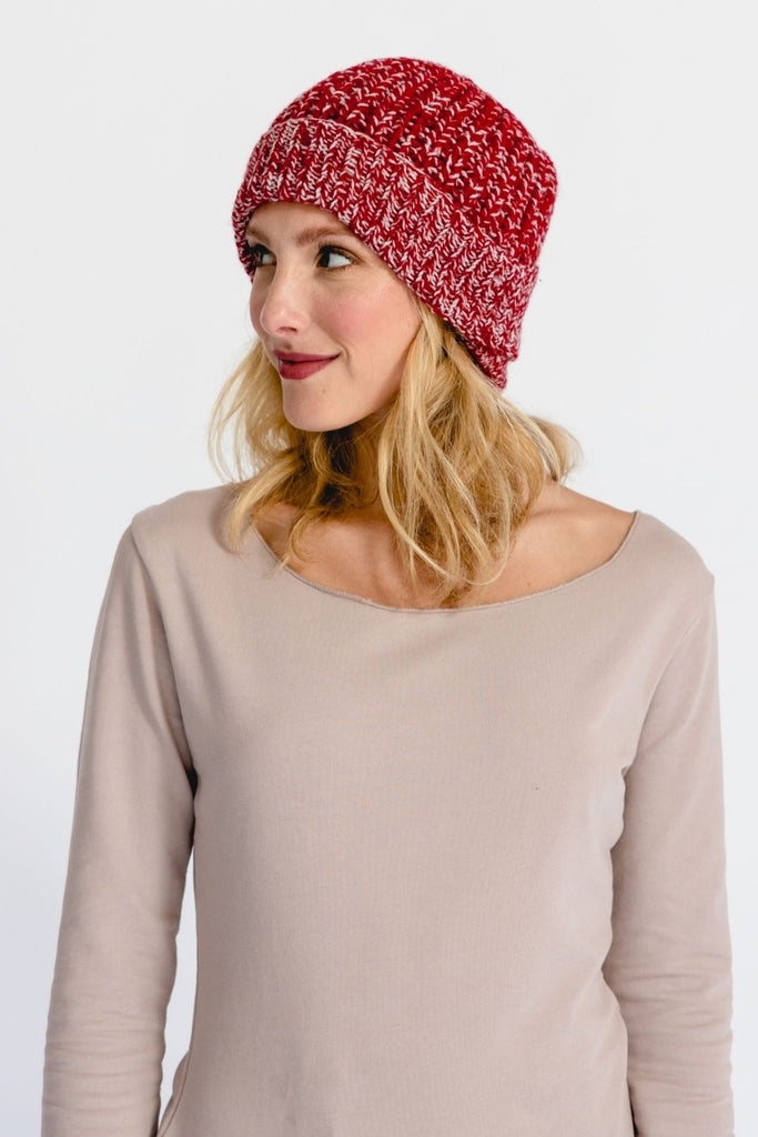 Surya Australia Ethical Merino Wool 'Cuffed' Beanie from Nepal - Red
