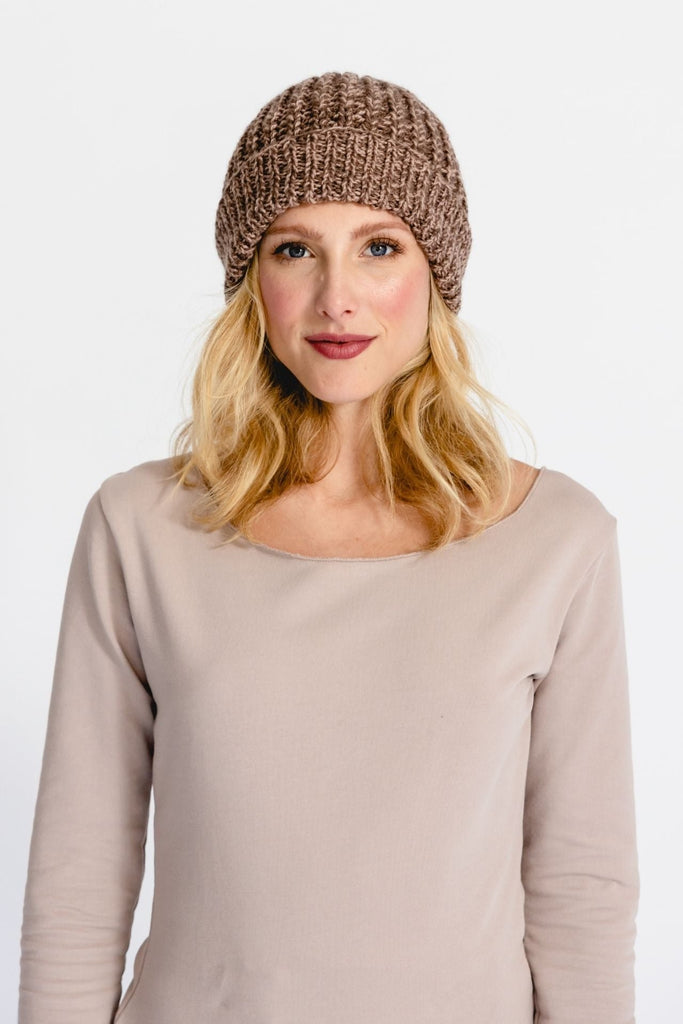 Surya Australia Ethical Merino Wool 'Cuffed' Beanie from Nepal - Chocolate