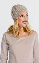 Surya Australia Ethical Cable Knit Merino Wool Beanie from Nepal - Sand