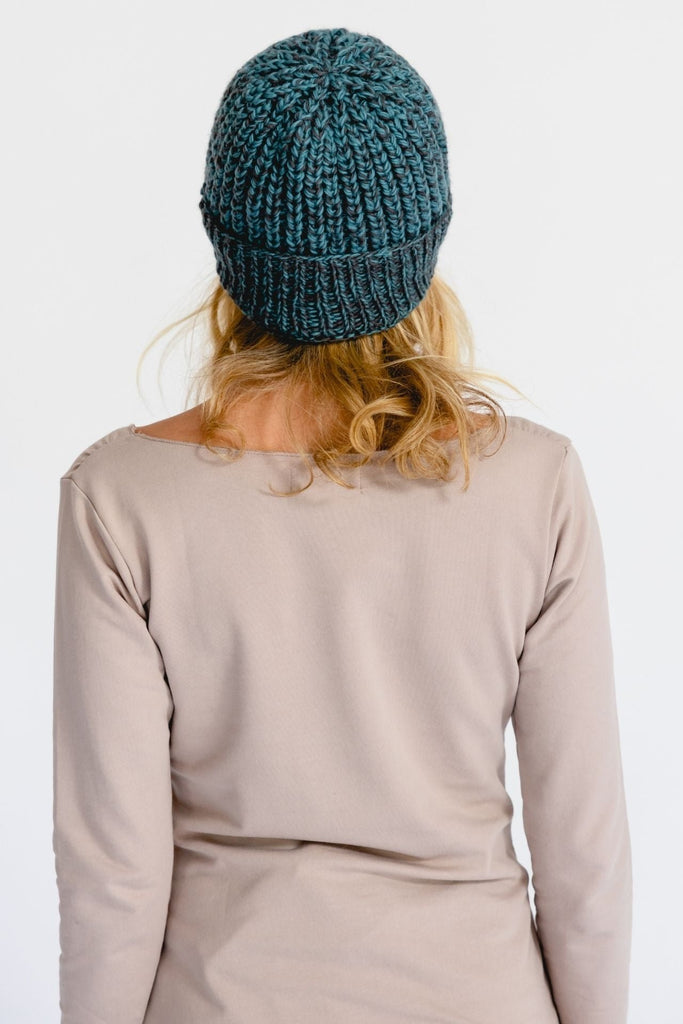 Surya Australia Ethical Merino Wool 'Cuffed' Beanie from Nepal - Blue