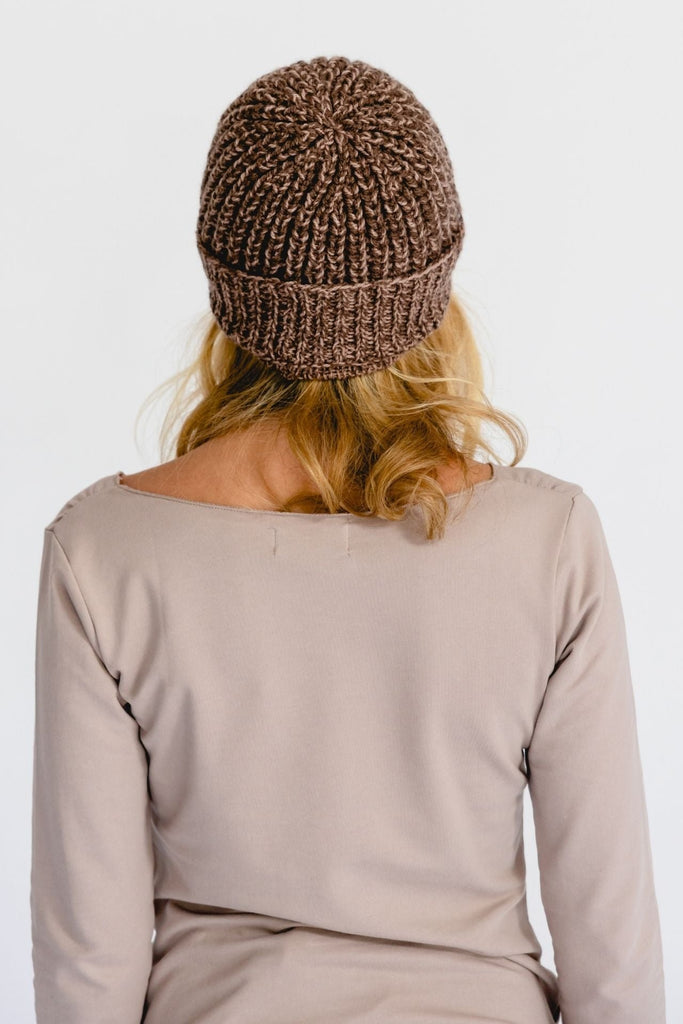 Surya Australia Ethical Merino Wool 'Cuffed' Beanie from Nepal - Chocolate