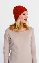 Surya Australia Ethical Cable Knit Merino Wool Beanie from Nepal - Rust