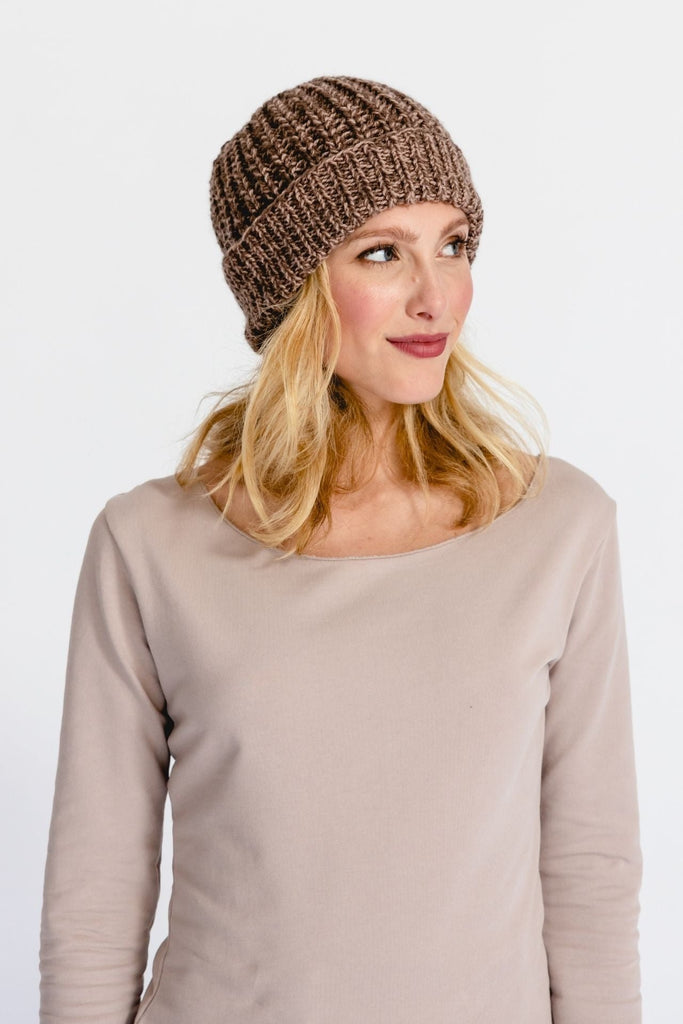 Surya Australia Ethical Merino Wool 'Cuffed' Beanie from Nepal - Chocolate