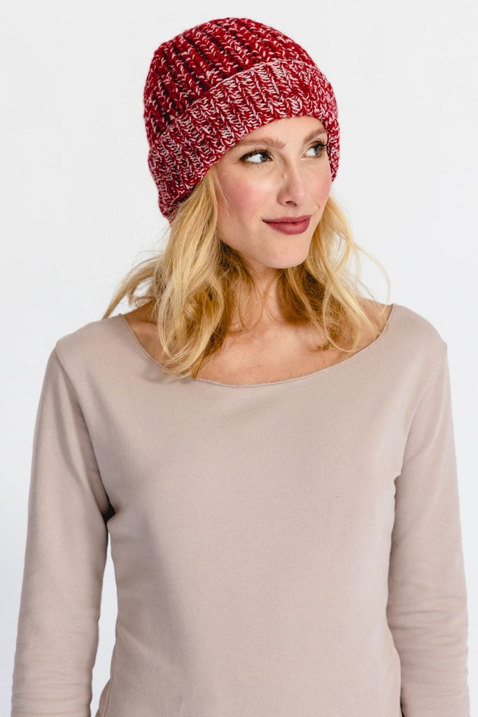 Surya Australia Ethical Merino Wool 'Cuffed' Beanie from Nepal - Red