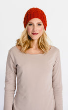 Surya Australia Ethical Cable Knit Merino Wool Beanie from Nepal - Rust