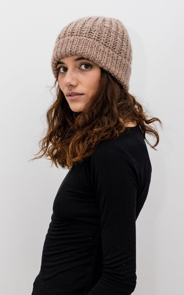 Surya Australia Ethical Merino Wool 'Cuffed' Beanie from Nepal #colour_caramel