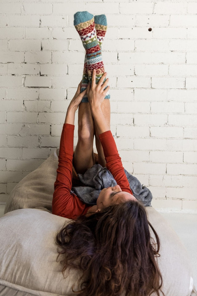 Surya Australia Wool Socks handmade in Nepal - Blue