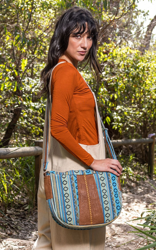 Surya Australia Ethical Buffalo Leather & Cotton Bag - Lannion
