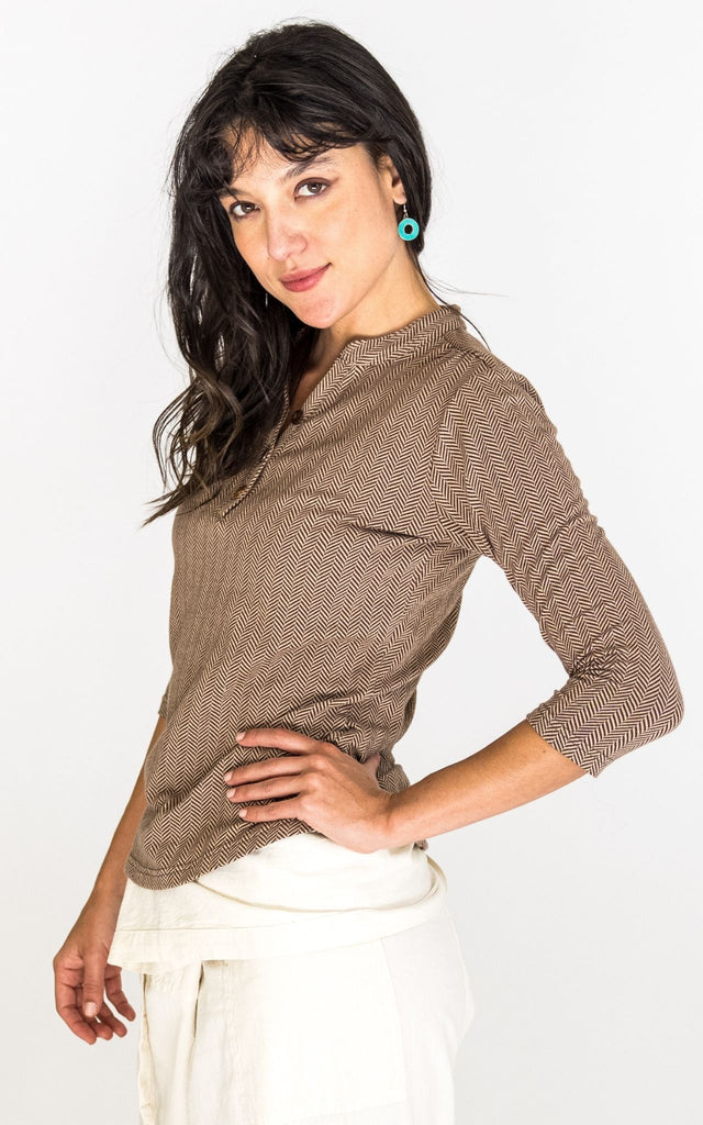 Surya Australia Clementine Organic Cotton 'Clementine' Top from Nepal - Coffee