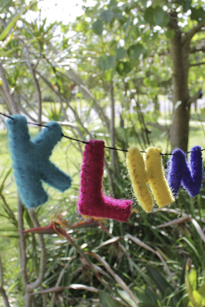 Surya Australia Fairtrade Pure Wool Felt ABC Alphabet Bunting from Nepal 