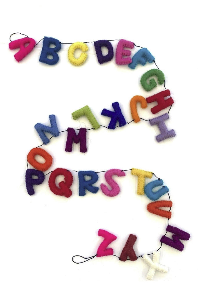 Surya Australia Fairtrade Pure Wool Felt ABC Alphabet Bunting from Nepal 