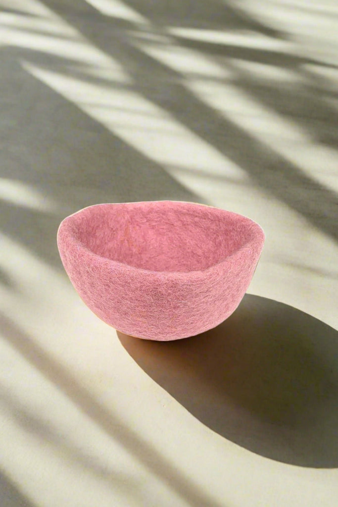 Surya Australia Ethically Made Felt Storage Bowl from Nepal - Blush