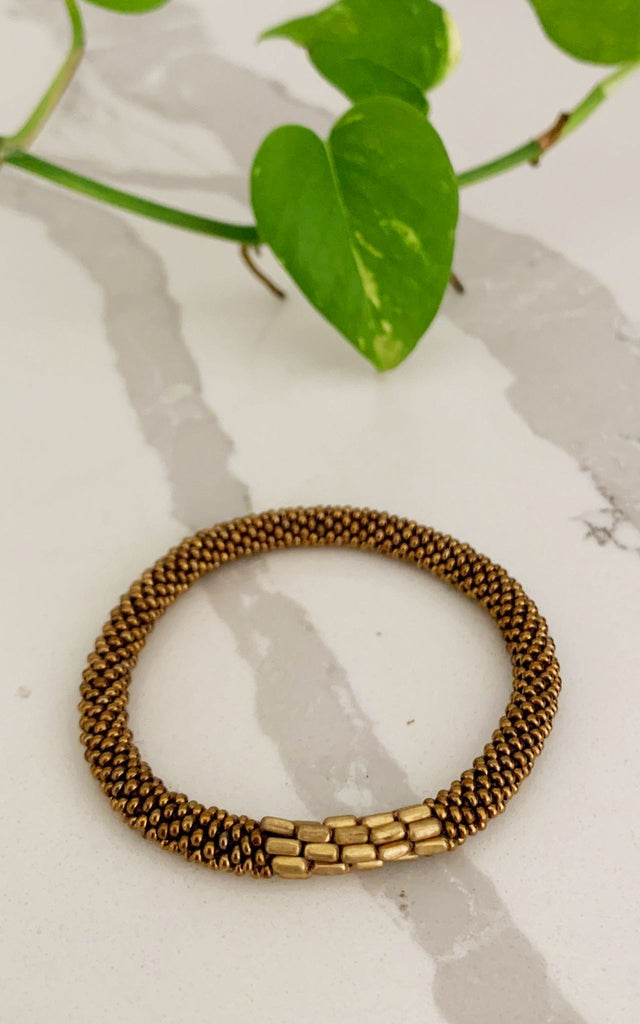 Surya Australia Roll-on Beaded Bracelets made in Nepal - Gold