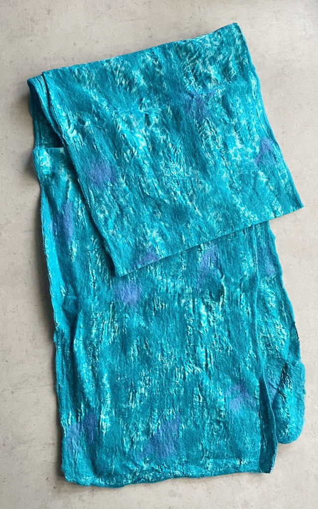 Surya Australia Ethical Felt and SIlk Scarf made in Nepal - Aqua